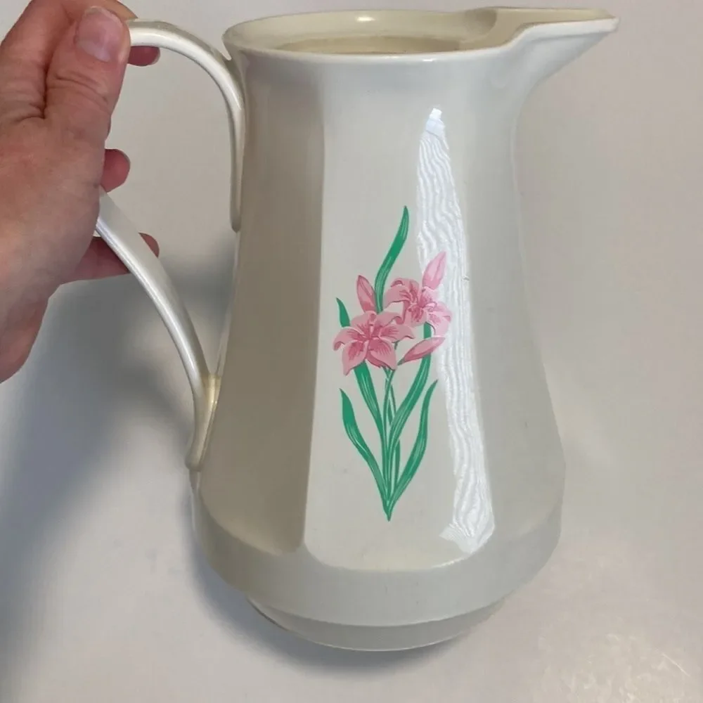 Vintage 80s Thermos Pink Flower Christa Coffee Butler Carafe
